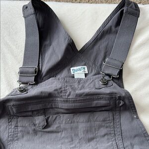 Duluth Trading Co Charcoal Gray Women's Cargo Short Overalls